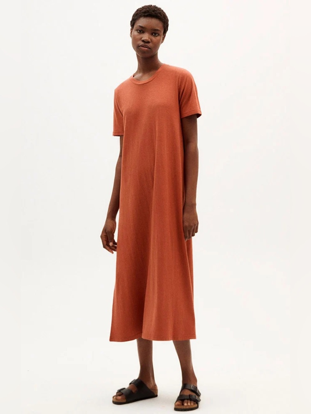 THINKING MU - Oueme Hemp Dress - Clay - L